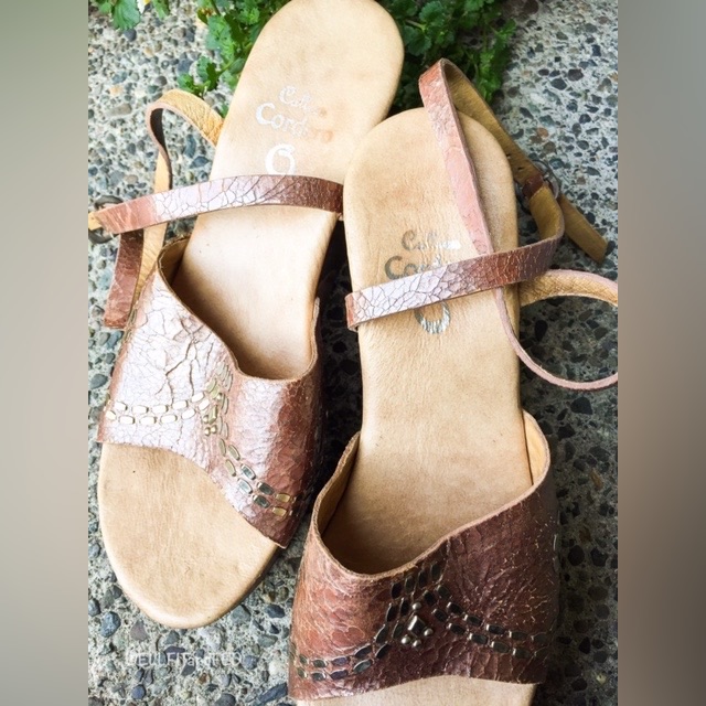 Calleen Cordero Leather Beaded Wood Platforms Sz 8
